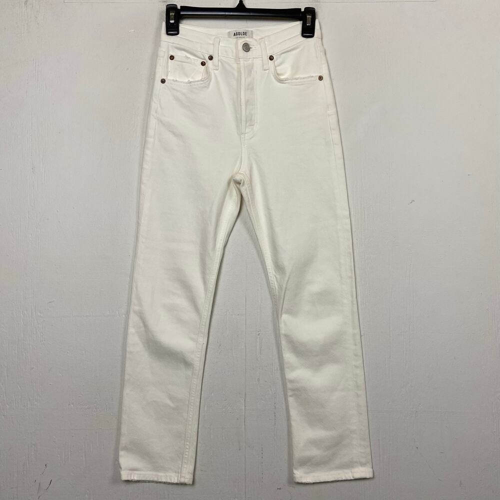Agolde Riley White Crop Button Fly Cotton High Rise Jeans Size 23